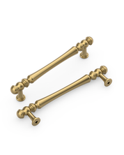 Design2322 Decorative Turned Pulls | Walnut Wood & White Raised Panel Cabinets