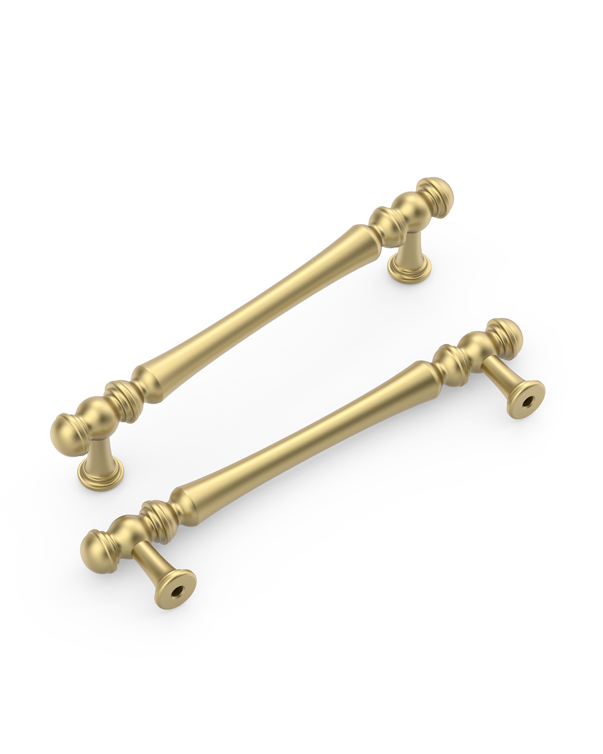 Design2322 Decorative Turned Pulls | Walnut Wood & White Raised Panel Cabinets