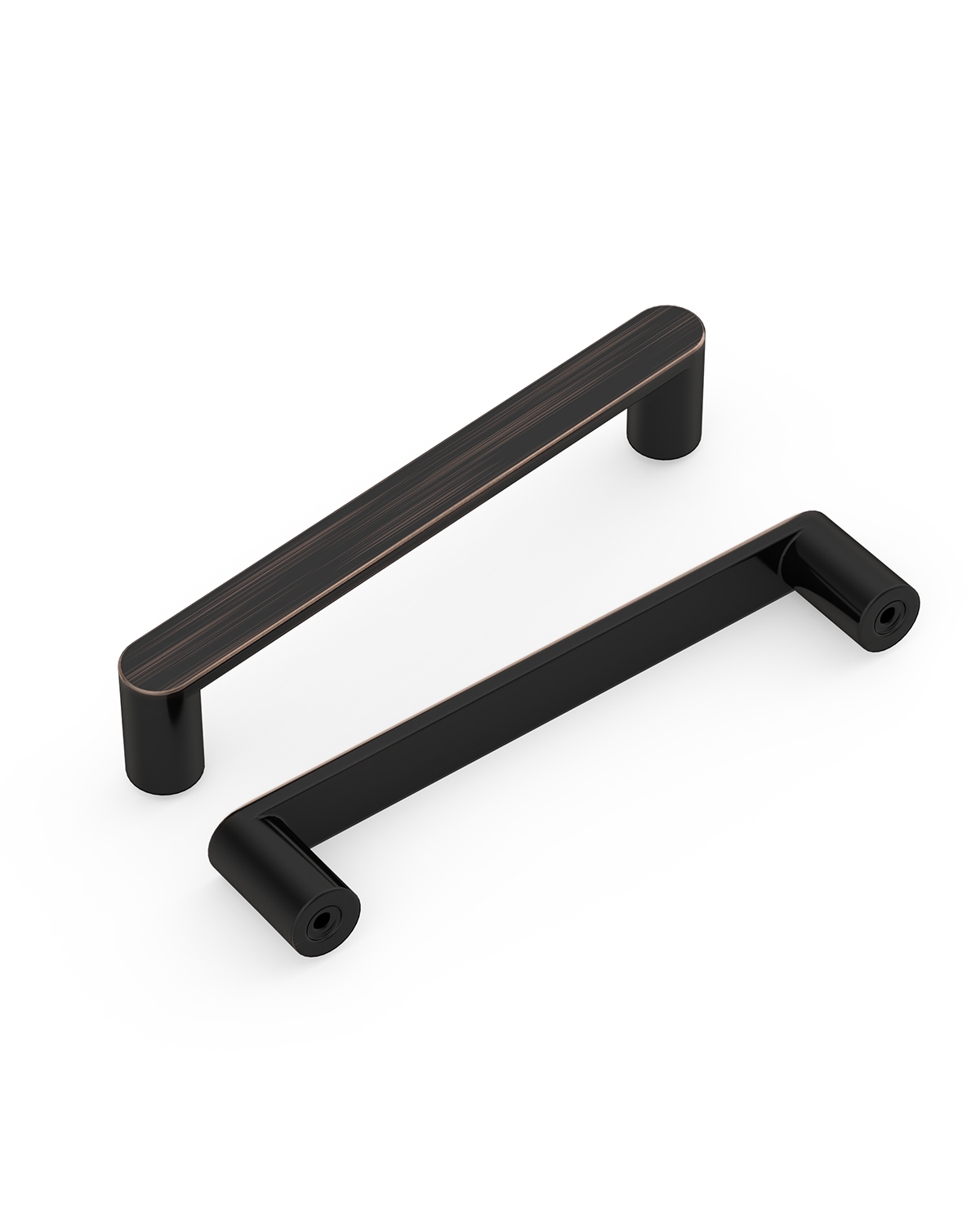 DESIGN3644 Minimalist Flat Top D-Bar Pull | Oak Wood & White Shaker Cabinets (Matte Black)