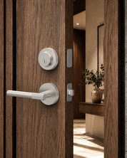 Z002-123A Matte Black Front Door Lock Set with Deadbolt – Rich Minimalist Knurled Entry Lever Combo