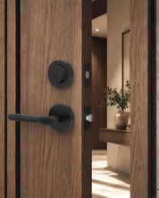 Z002-123A Matte Black Front Door Lock Set with Deadbolt – Rich Minimalist Knurled Entry Lever Combo