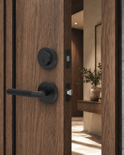 Z002-124A Matte Black Front Door Lock Set with Deadbolt – Rich Minimalist Knurled Entry Lever Combo