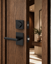 Z004-097Z Matte Black Front Door Lock Set with Deadbolt – Modern Square Door Handle Combo (2 Pack)