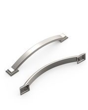 DESIGN3150 Transitional Cabinet Pulls – Stepped Base Arched Handles for Kitchen Cabinets