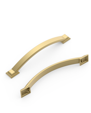 DESIGN3150 Transitional Cabinet Pulls – Stepped Base Arched Handles for Kitchen Cabinets