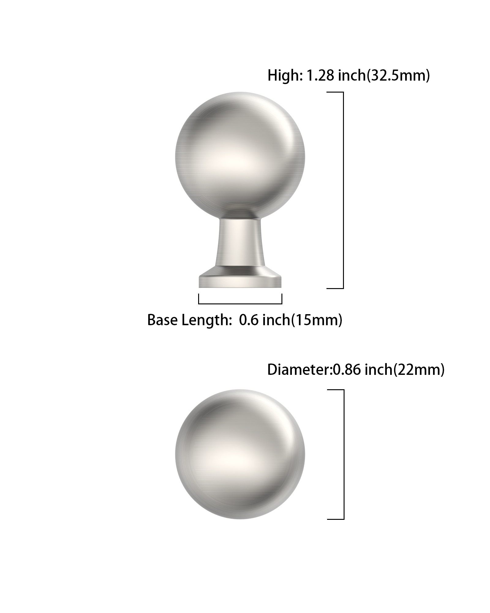 DESIGN3307 Modern Ball Knobs - Heavy-Duty Dresser & Cabinet Hardware | 0.86inch, Champagne Bronze