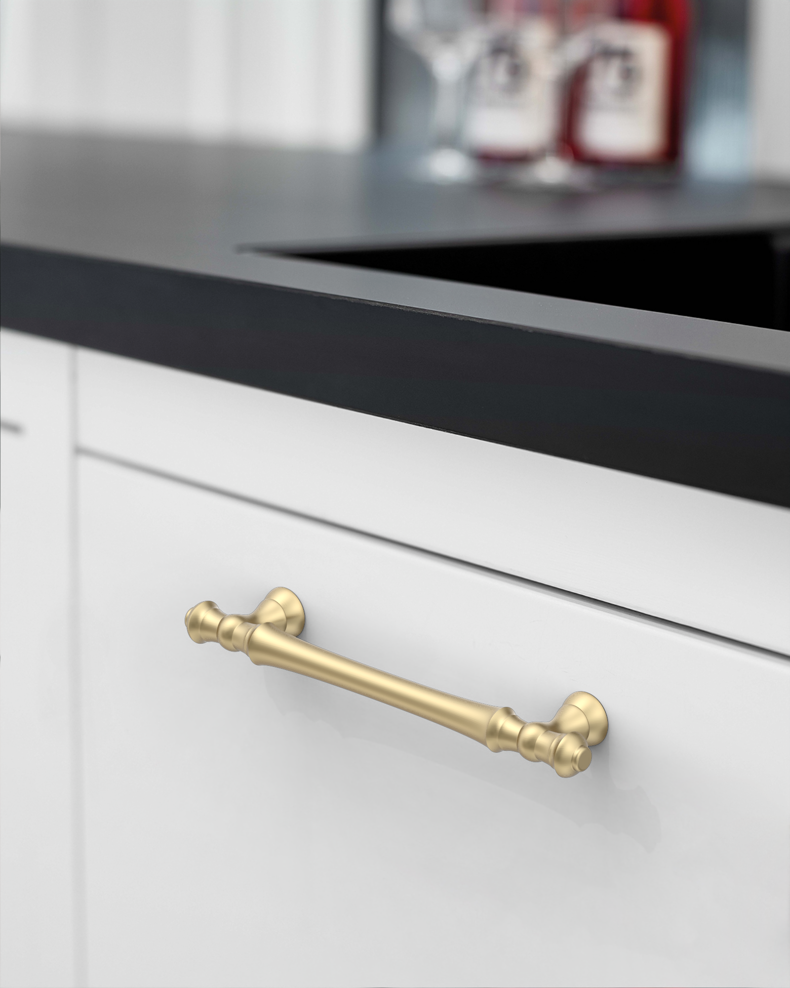 DESIGN3768 Solid Zinc Cabinet Handles for White Cabinets | 5" Pull, Champagne Bronze