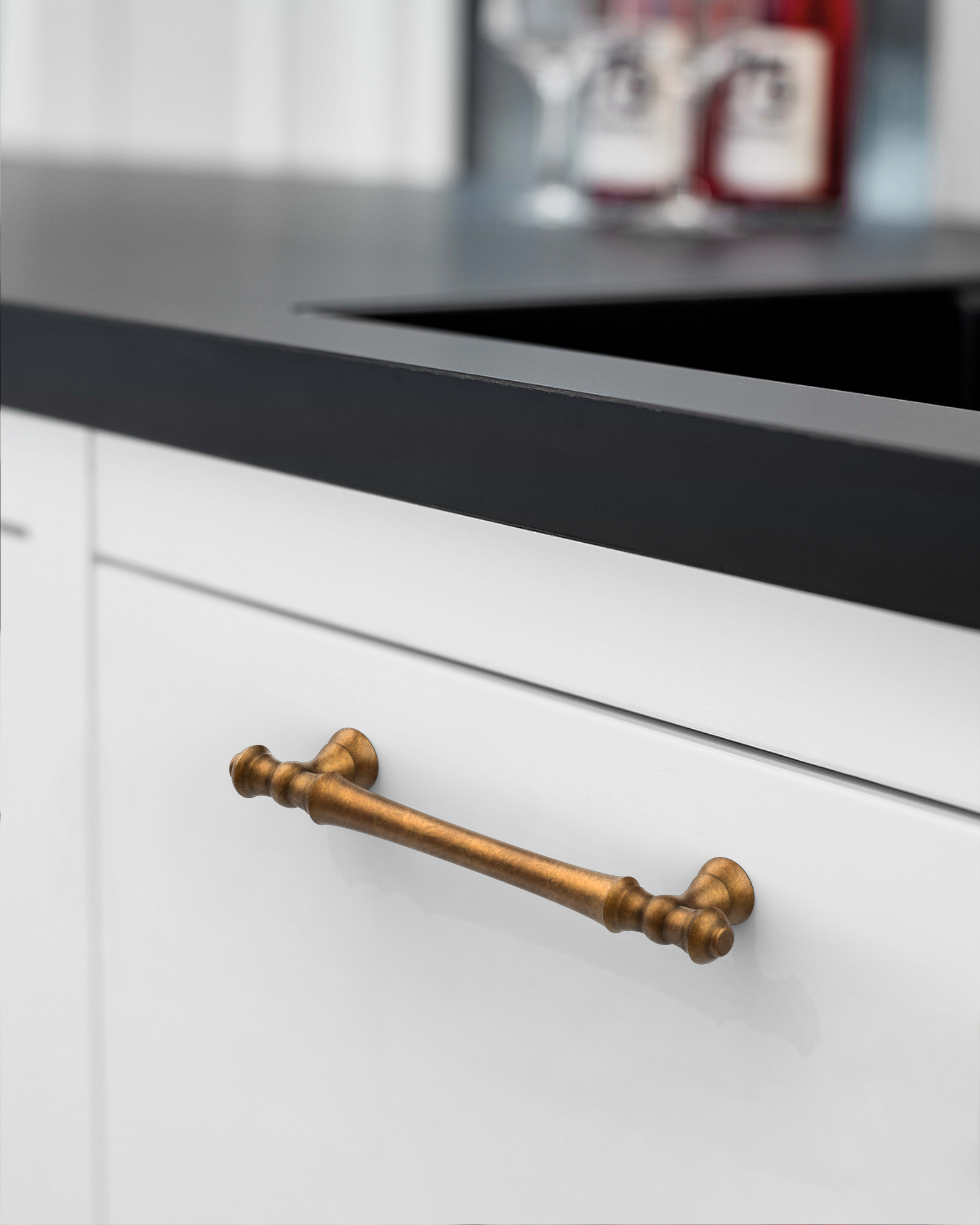 DESIGN3768 Solid Zinc Cabinet Handles for White Cabinets | 5" Pull, Champagne Bronze