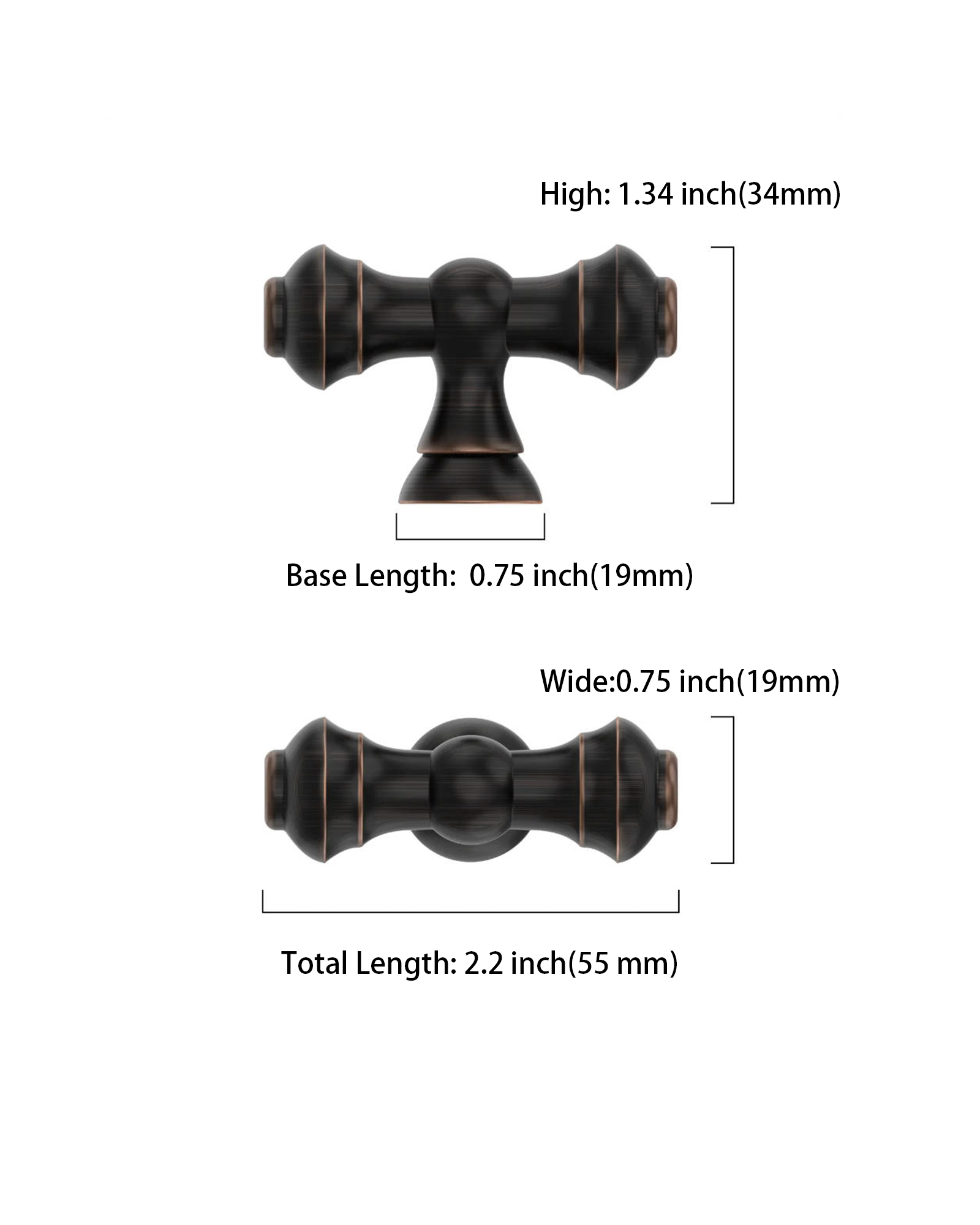 DESIGN3768 T-Bar Cabinet Knobs for Vintage Kitchen | 2.2" Length