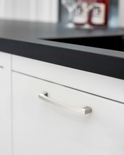 DESIGN3908 Matte Black Cabinet Pulls for Modern White Cabinets (5" Hole Center)