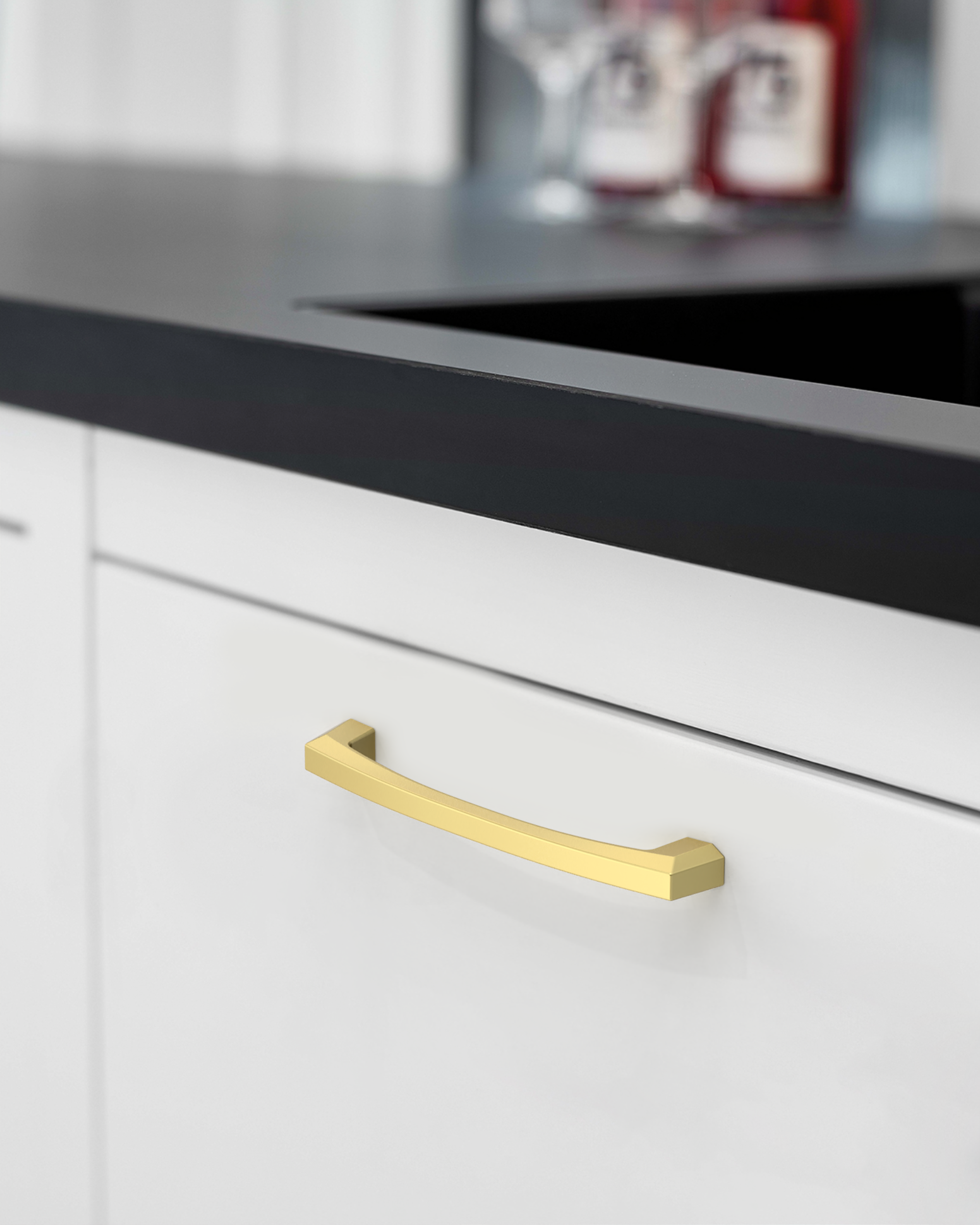 DESIGN3908 Matte Black Cabinet Pulls for Modern White Cabinets (5" Hole Center)