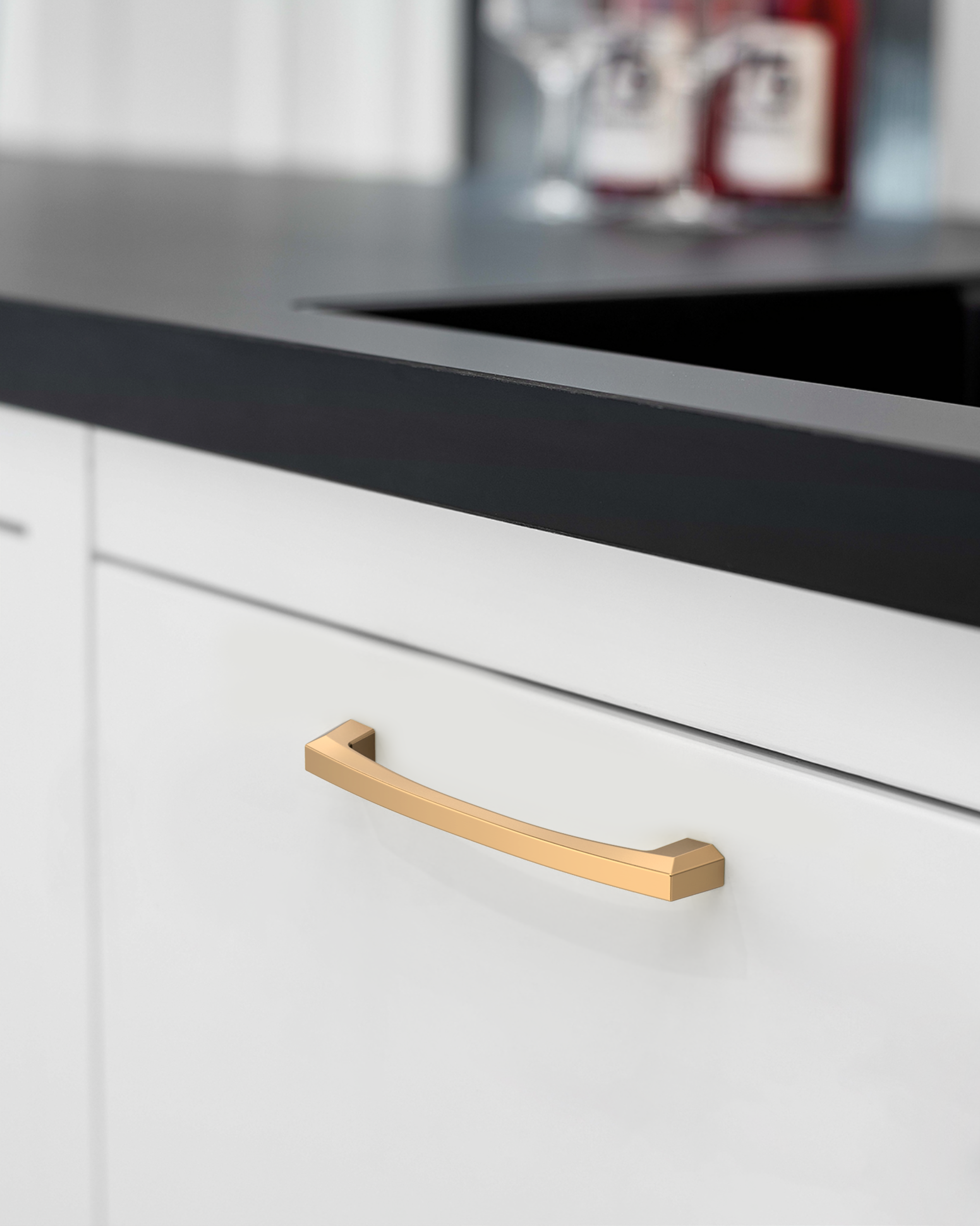 DESIGN3908 Matte Black Cabinet Pulls for Modern White Cabinets (5" Hole Center)