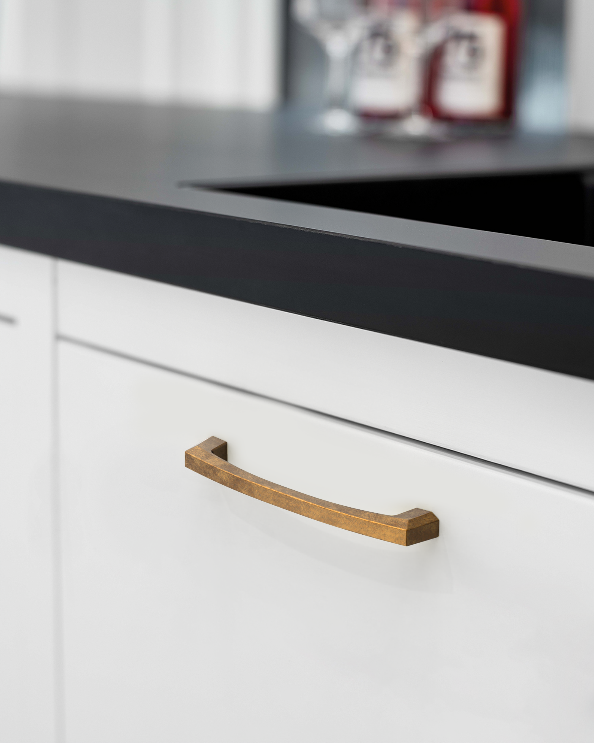 DESIGN3908 Matte Black Cabinet Pulls for Modern White Cabinets (5" Hole Center)