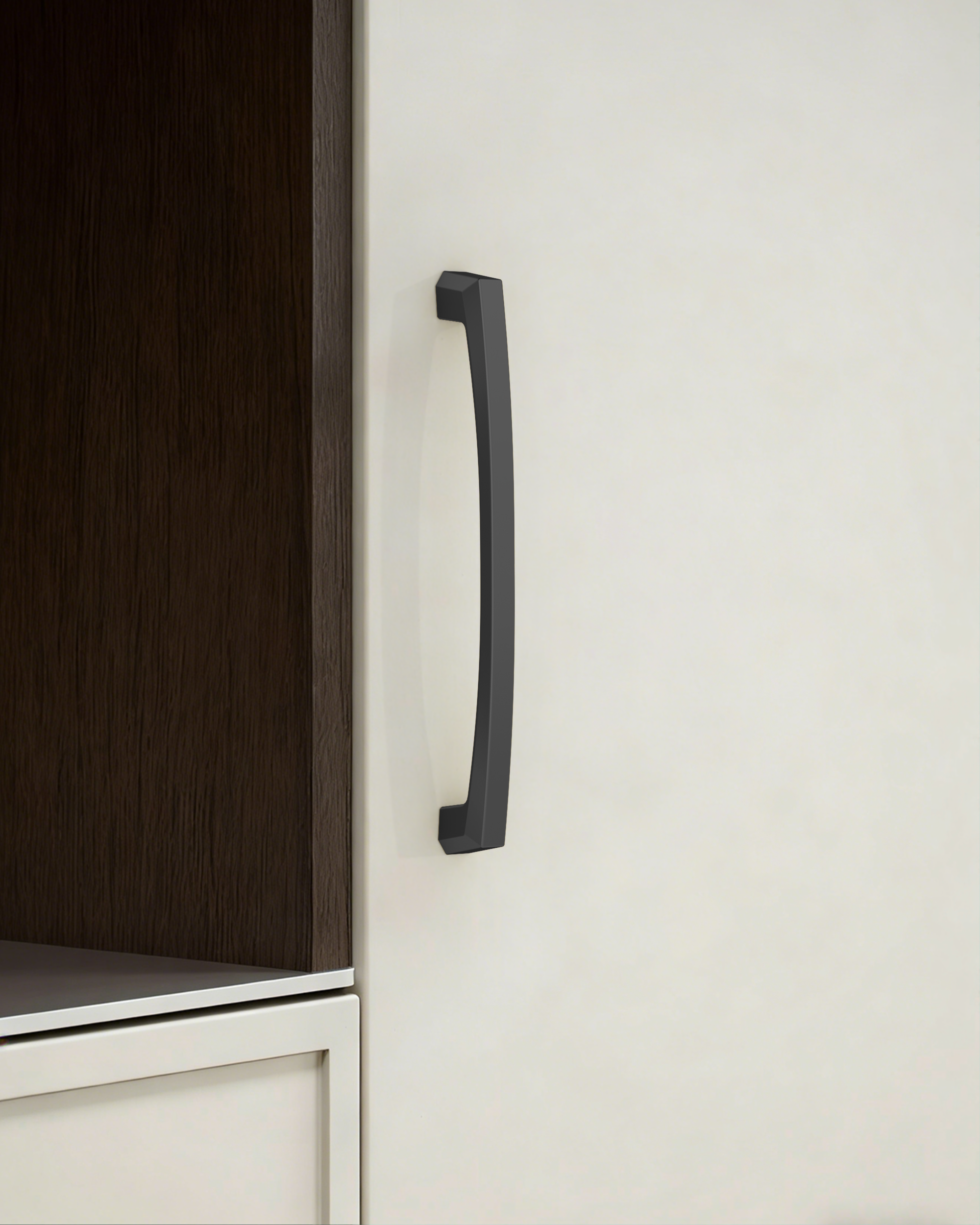DESIGN3908 Matte Black Cabinet Pulls for Modern White Cabinets (5" Hole Center)