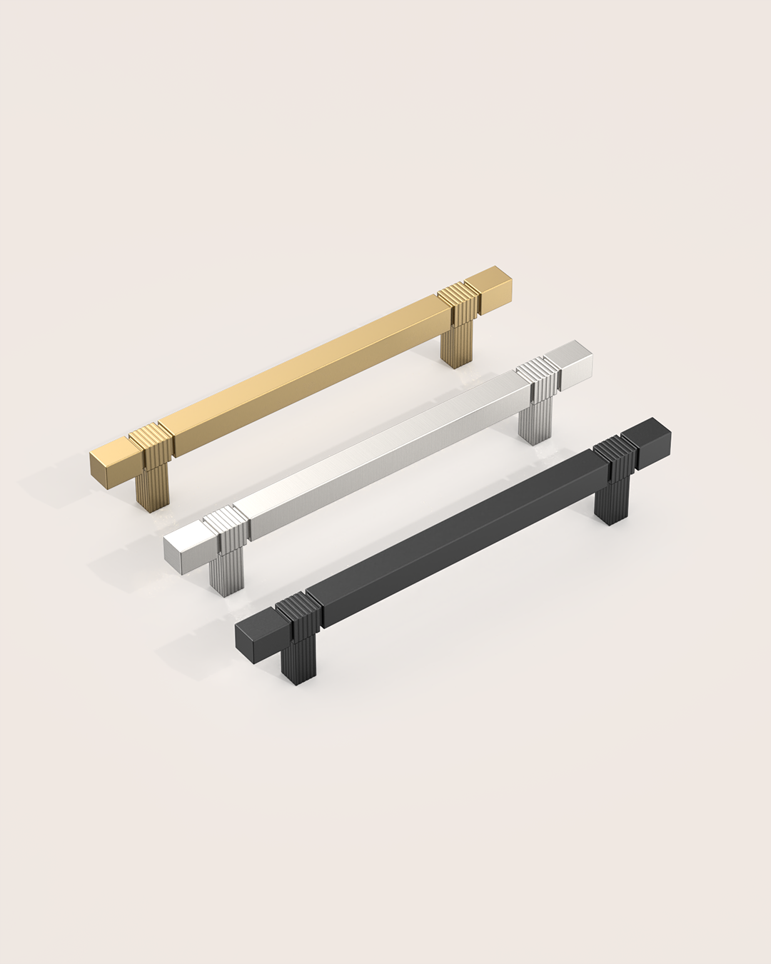 DESIGN3909 Modern Fluted Square Bar Cabinet Pulls