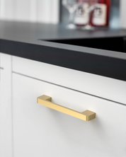 DESIGN2328 Solid Metal Minimalist Pulls | Flat Panel & Modern Shaker Cabinets (5", Matte Black)