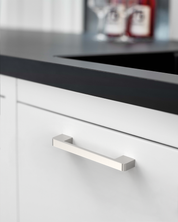 DESIGN2328 Solid Metal Minimalist Pulls | Flat Panel & Modern Shaker Cabinets (5", Matte Black)
