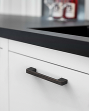 DESIGN2328 Solid Metal Minimalist Pulls | Flat Panel & Modern Shaker Cabinets (5", Matte Black)