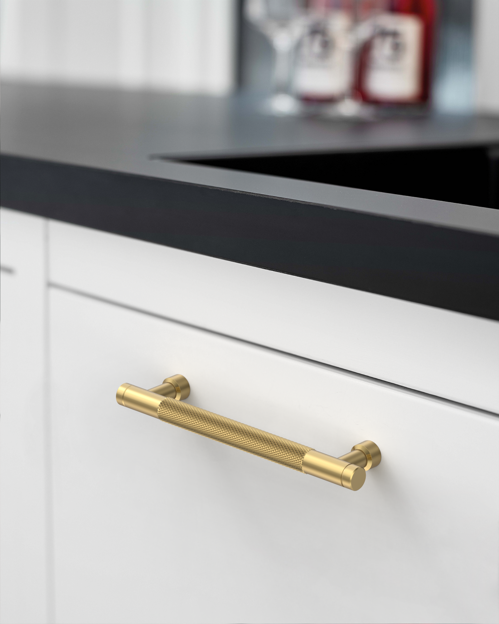 DESIGN4483 Brushed Gold Knurled Cabinet Handles - Heavy-Duty Modern Drawer Pulls (5")