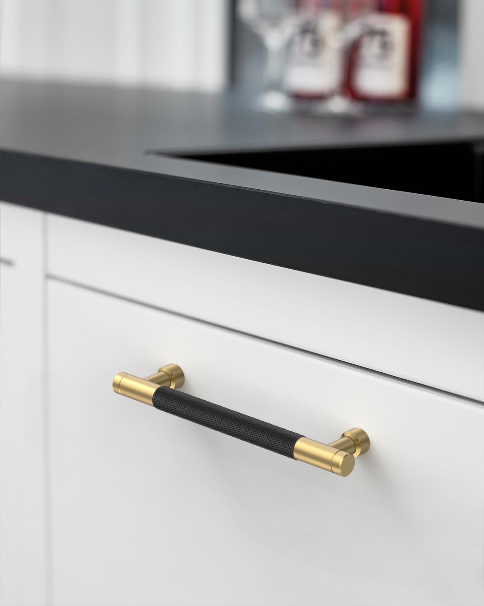 DESIGN4483 Brushed Gold Knurled Cabinet Handles - Heavy-Duty Modern Drawer Pulls (5")
