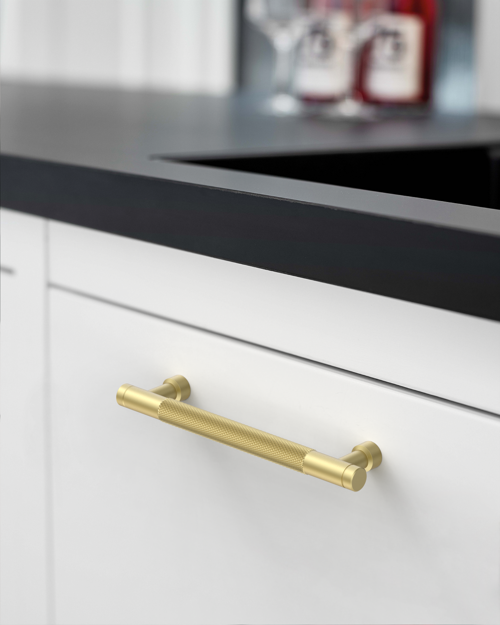 DESIGN4483 Brushed Gold Knurled Cabinet Handles - Heavy-Duty Modern Drawer Pulls (5")