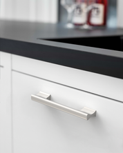Design4504 Matte Black Solid Metal Concave Bar Pull for Modern Kitchens (5" Hole Center)