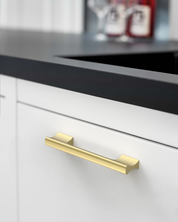 Design4504 Matte Black Solid Metal Concave Bar Pull for Modern Kitchens (5" Hole Center)