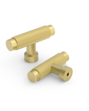 DESIGN4518 Knurled T-Bar Knob for Home Bars & Coffee Stations (Brushed Gold)
