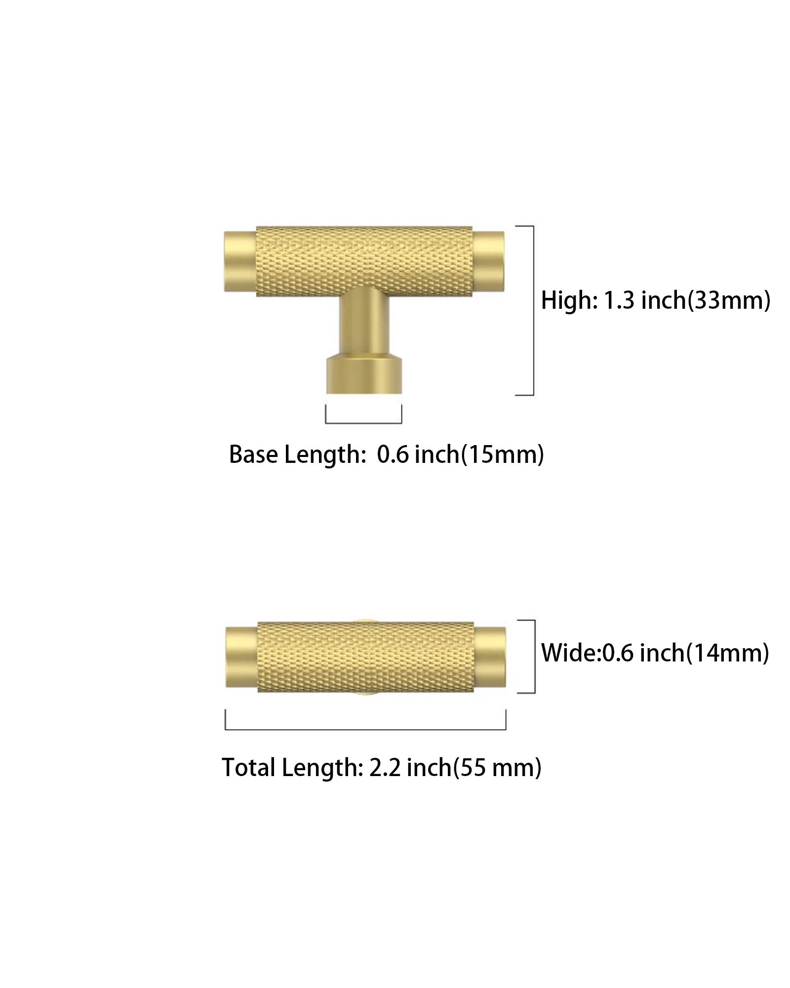 DESIGN4518 Knurled T-Bar Knob for Home Bars & Coffee Stations (Brushed Gold)