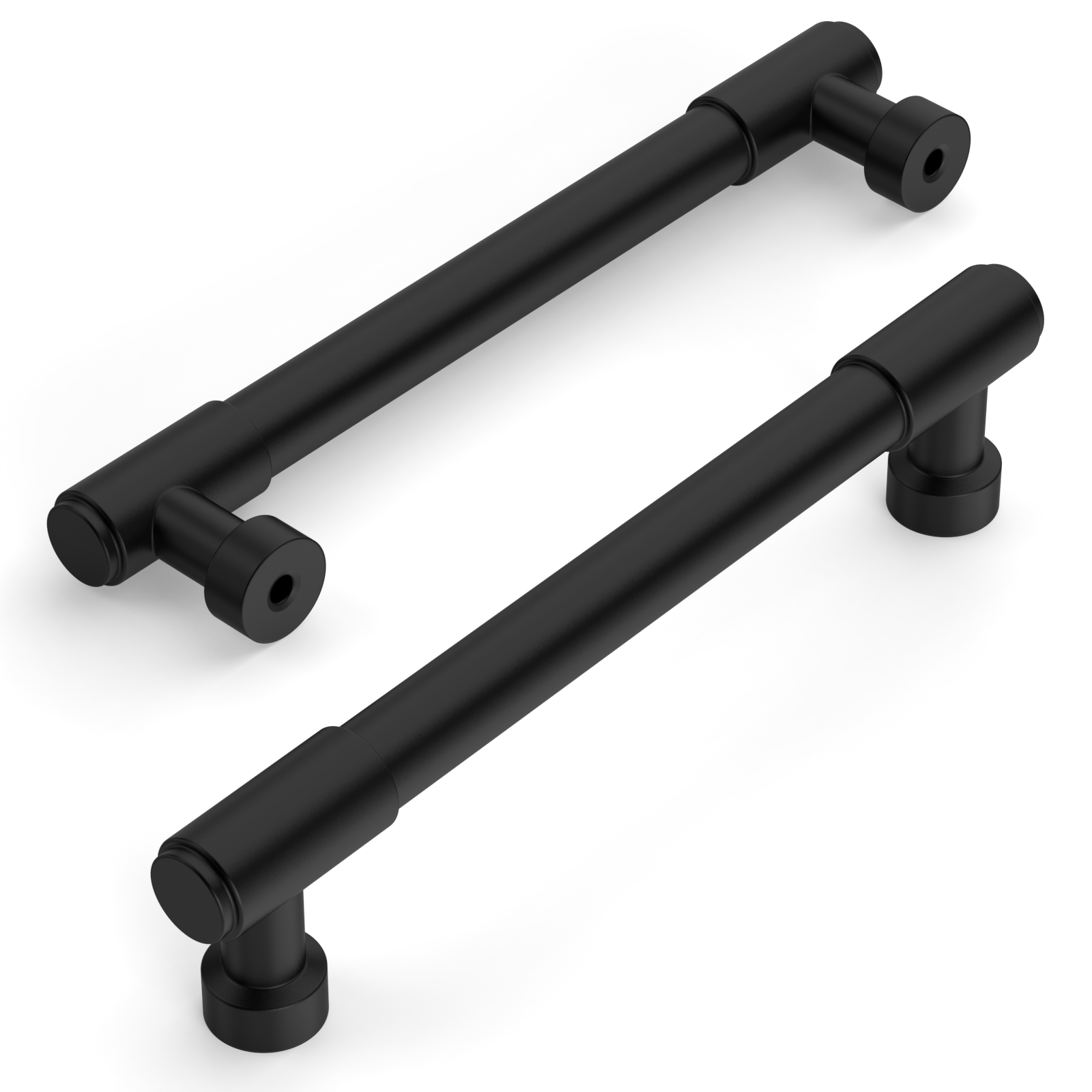 DESIGN4592 Matte Black Stepped Cabinet Handles | Heavy-Duty Modern Cylindrical Pulls (5" / 128mm)