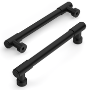 DESIGN4592 Matte Black Stepped Cabinet Handles | Heavy-Duty Modern Cylindrical Pulls (5" / 128mm)