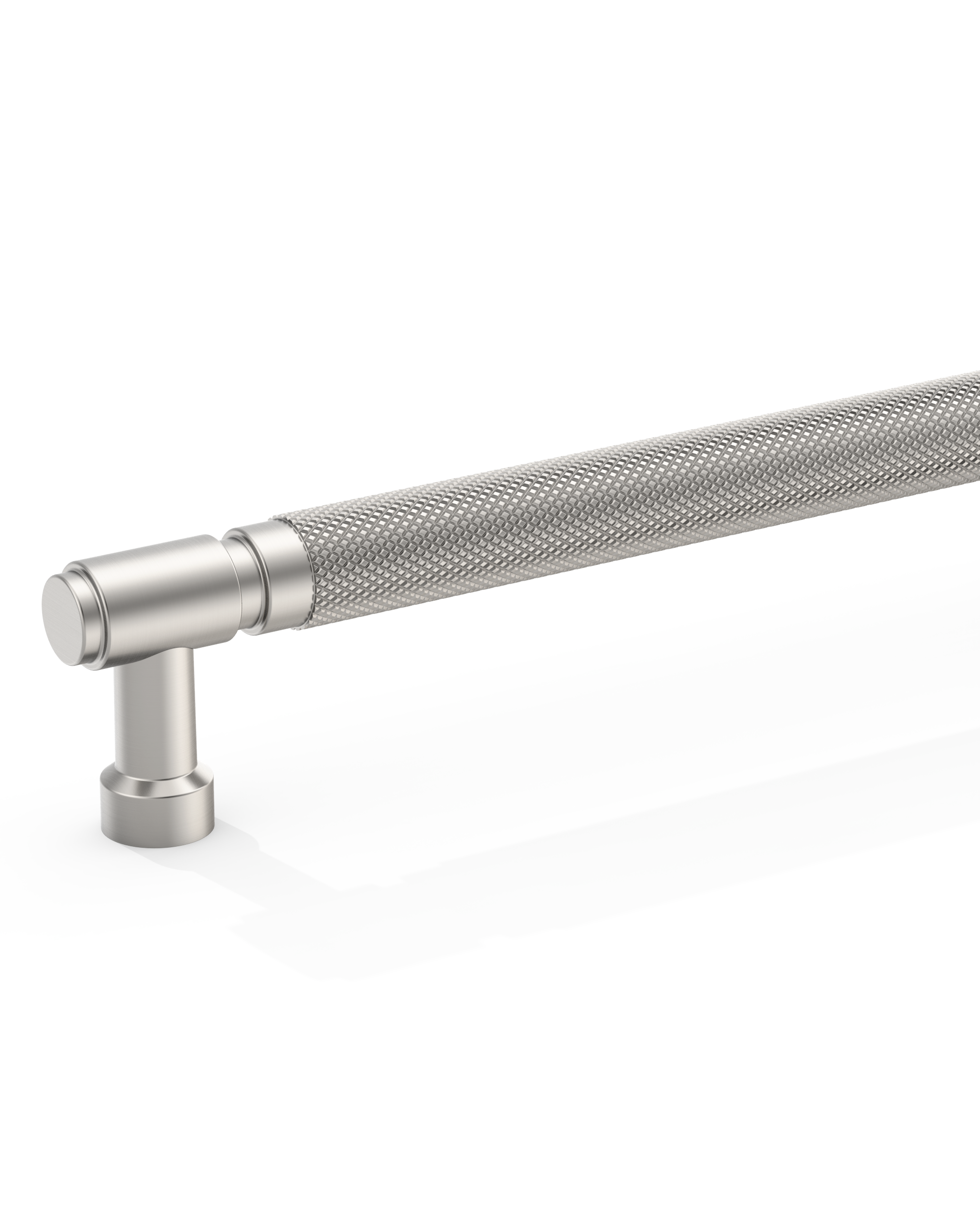 DESIGN4602 Solid Metal Knurled Handles | Charcoal Gray & White Cabinets (5", Satin Nickel)