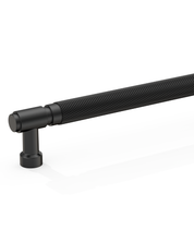 DESIGN4602 Solid Metal Knurled Handles | Charcoal Gray & White Cabinets (5", Satin Nickel)