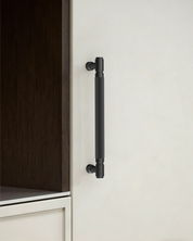 DESIGN4602 Solid Metal Knurled Handles | Charcoal Gray & White Cabinets (5", Satin Nickel)