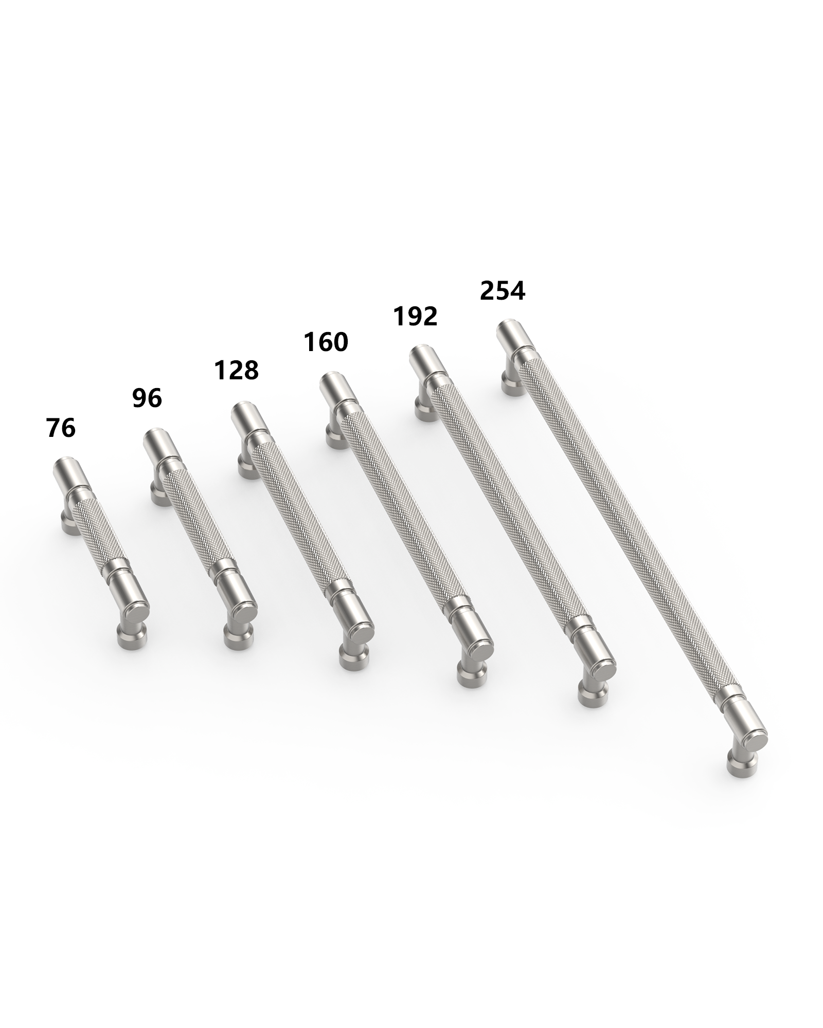 DESIGN4602 Solid Metal Knurled Handles | Charcoal Gray & White Cabinets (5", Satin Nickel)