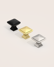 DESIGN1459 Matte Black Pyramid Square Knob for Luxury Kitchens (1" x 1")
