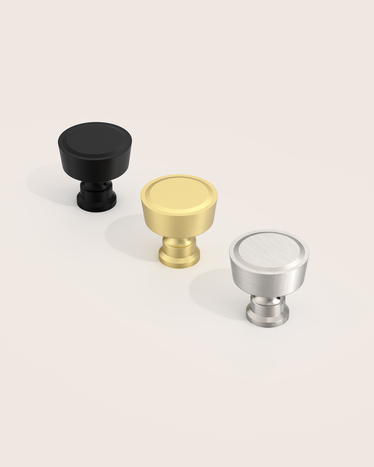 DESIGN4592 Stepped Knobs | Sage Green & White Shaker Cabinets (Champagne Bronze)