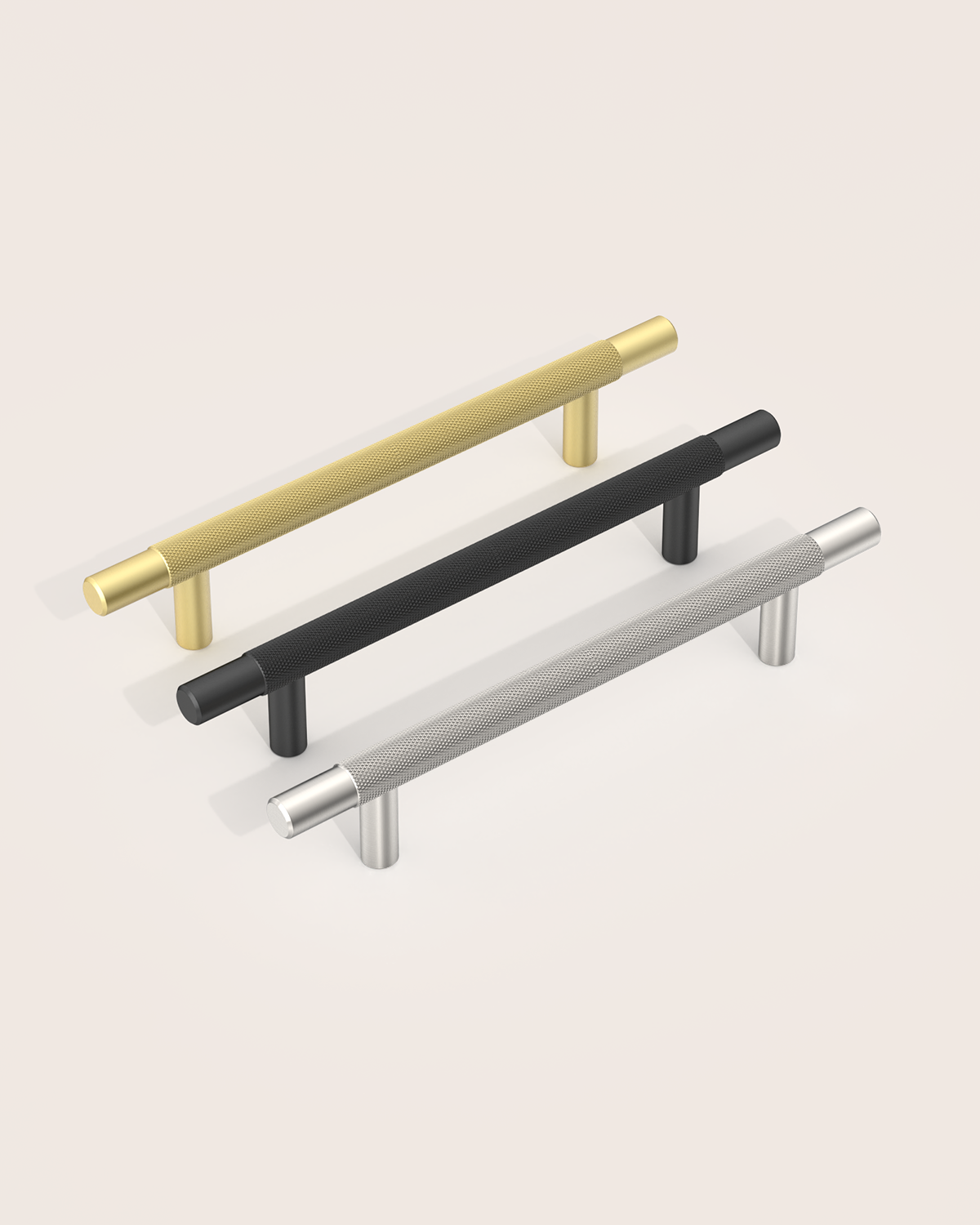 DESIGN6061 Brushed Gold Cabinet Pulls – Rich Minimalist Knurled Handles for Kitchen Cabinets