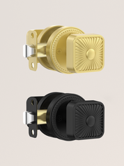 ZR12-212Z Brushed Gold Starburst Square Door Knobs with Beaded Rosette | Door Hardware