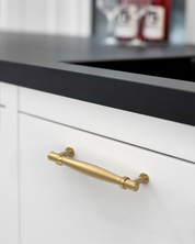 DESIGN4585 Brushed Gold Cabinet Pulls – Modern Organic Tapered Handles for Kitchen Cabinets