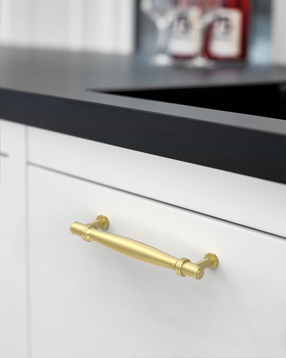 DESIGN4585 Brushed Gold Cabinet Pulls – Modern Organic Tapered Handles for Kitchen Cabinets