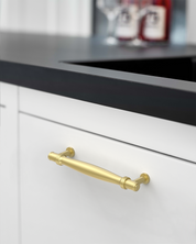 DESIGN4585 Brushed Gold Cabinet Pulls – Modern Organic Tapered Handles for Kitchen Cabinets