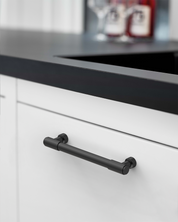 DESIGN4592 Matte Black Stepped Cabinet Handles | Heavy-Duty Modern Cylindrical Pulls (5" / 128mm)