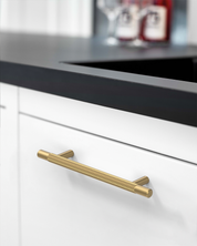 DESIGN6061 Brushed Gold Cabinet Pulls – Rich Minimalist Knurled Handles for Kitchen Cabinets