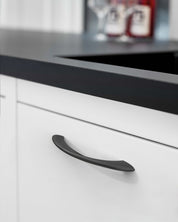 DESIGN2554 Brushed Gold Cabinet Pulls – Modern Luxe, Twisted Bar & Arched Bow for Modern Kitchen