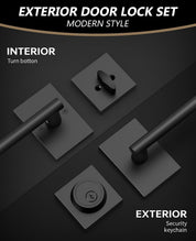 Z004-097Z Matte Black Door Handles with Single Cylinder Deadbolt, Heavy-Duty Solid Zinc Alloy | Passage