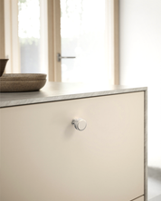 DESIGN4592 Stepped Knobs | Sage Green & White Shaker Cabinets (Champagne Bronze)