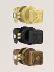 ZR12-212Z Brushed Gold Starburst Square Door Knobs with Beaded Rosette | Privacy Door Hardware