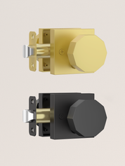 ZR01-101Z Matte Black Door Knobs, Warm Minimalism Octagonal Square Rosette | Privacy