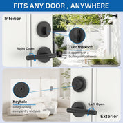 Z002-124A Matte Black Door Handles with Deadbolt, Heavy-Duty Solid Zinc Alloy | Passage